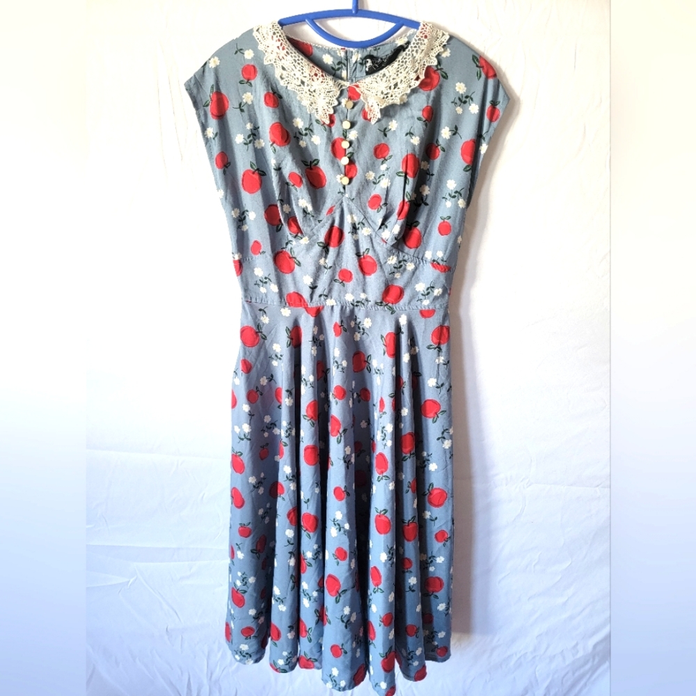 Hell Bunny Vixen blue and red dress